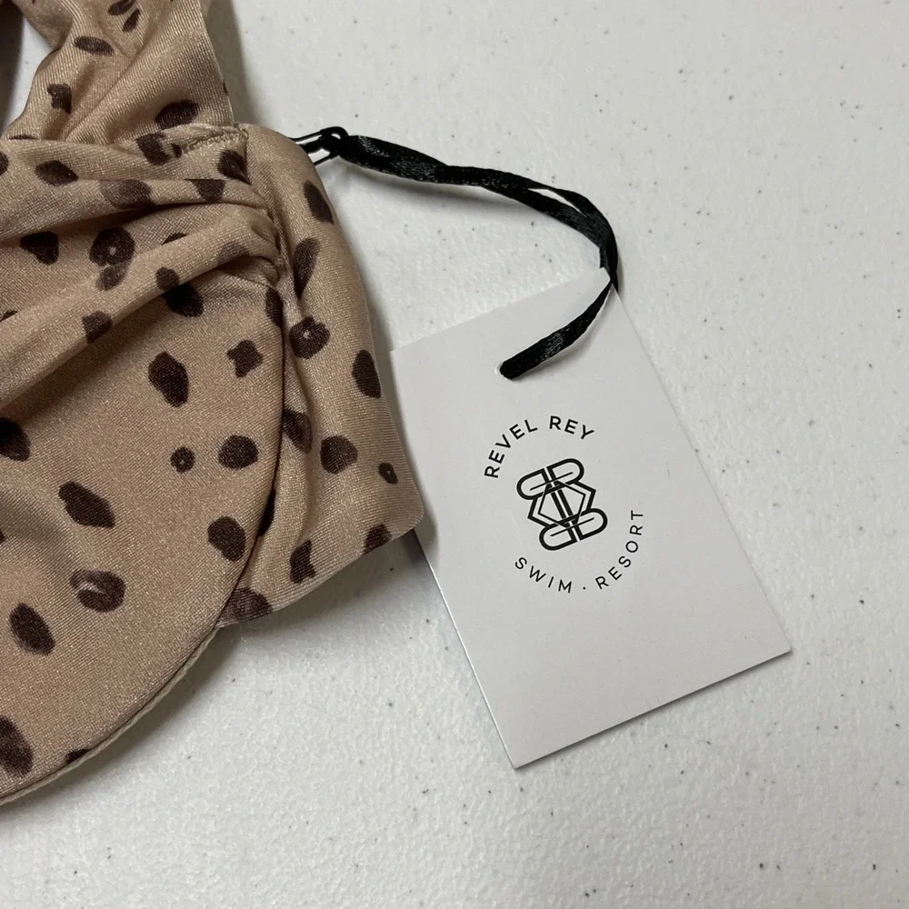 Revel Rey Binki Spencer Top Brown Animal Cheetah Print Underwire S Scrunch Strap